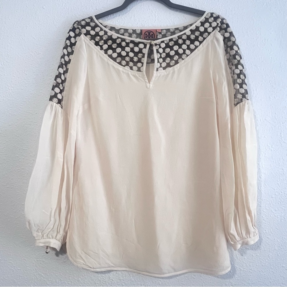 Tory Burch Aaeden 100% Silk Long Sleeve Lined Tunic Blouse Size 6‎